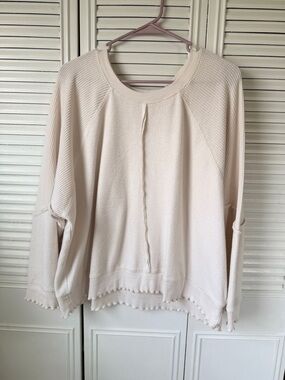 Altar'd State Cream Ribbed Pullover Sweater